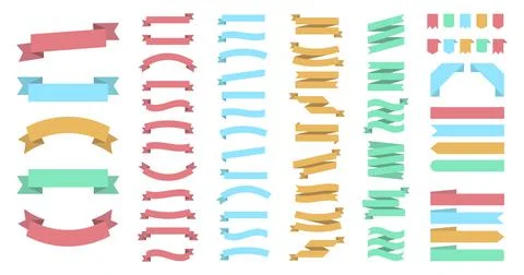 Ribbon or banner vector set. Flat vector ribbons banners isolated background. Stock Illustration