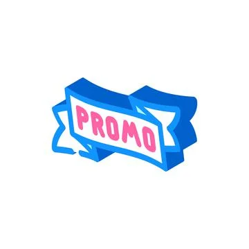 Ribbon promo isometric icon vector illustration 스톡 일러스트
