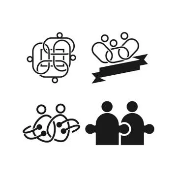 Ribbon puzzle electric Commitment Teamwork Together Black Logo Stock Illustration