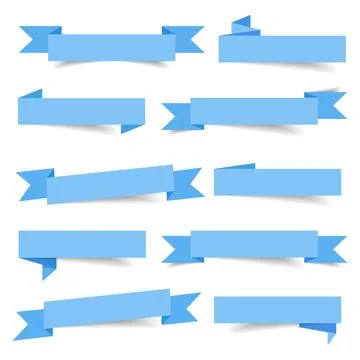 Ribbon  set with Blue color vector design element, illustrator Stock Illustration