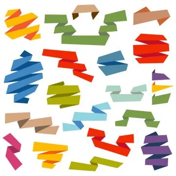 Ribbon set in cartoon comic style. Elements for design Illustrazione stock