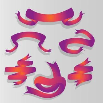 Ribbon set, six interface  decoration elements for web and print Stock Illustration