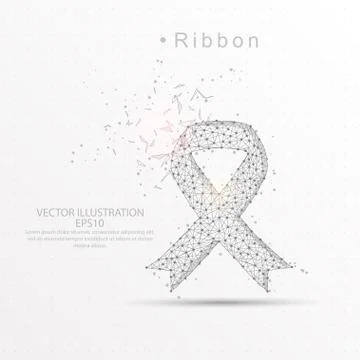 Ribbon shape digitally drawn low poly wire frame. Stock Illustration