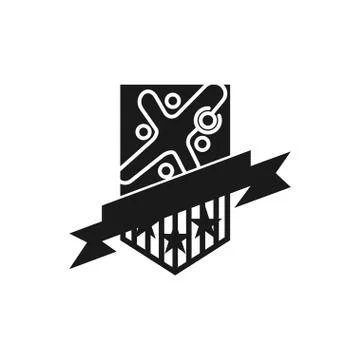 Ribbon shield Commitment Teamwork Together Black Logo Stock Illustration