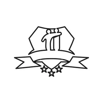 Ribbon shield Commitment Teamwork Together Outline Logo Stock Illustration