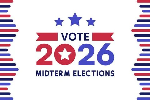 Ribbon Splatter Side Border Vote 2026 Midterm Elections Stock Illustration