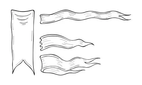 Ribbon thin line icon set Stock Illustration