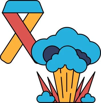A ribbon is tied to a pole and a cloud is in the background Stock Illustration
