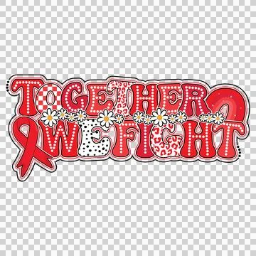 Ribbon Together One Fight Bubble Lettering spelling phrase Stock Illustration