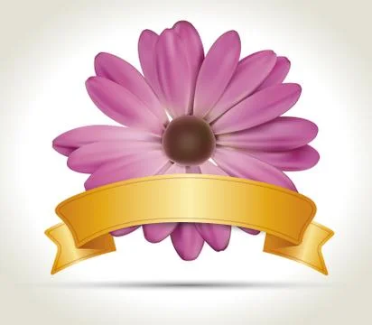 Ribbon with vector flower Stock Illustration