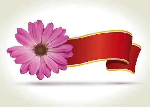 Ribbon with vector flower Stock Illustration