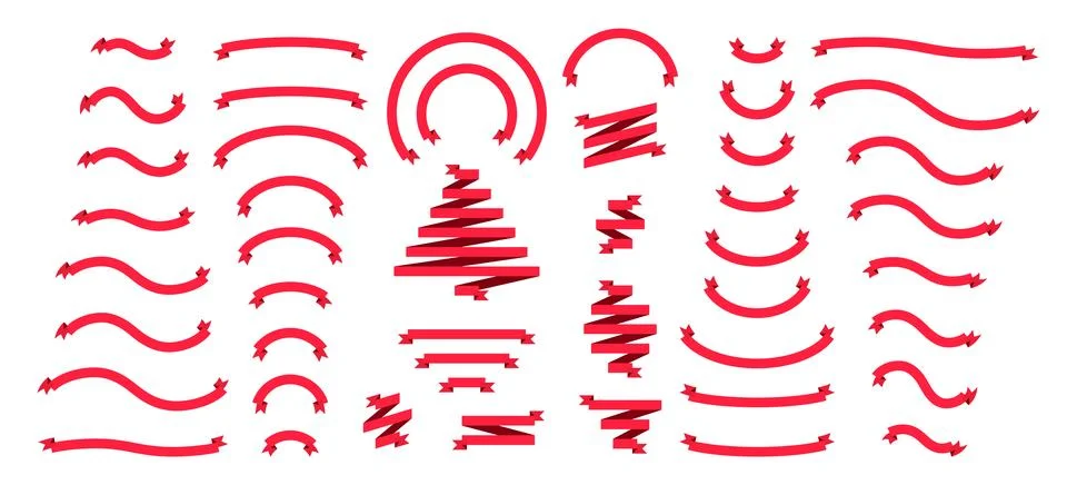 Ribbons banners flat vector holidays design elements. 库存插图