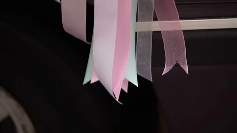 Ribbons decoration on car Stock Footage 69781646