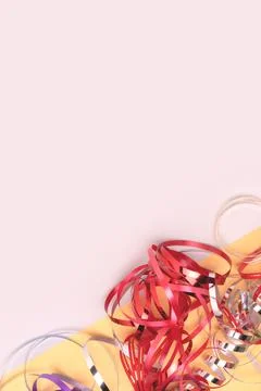 Ribbons on a gray background. Stock Photos
