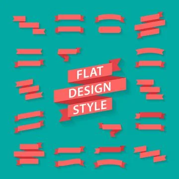 Ribbons icon with long shadow. Flat design style. Illustrazione stock
