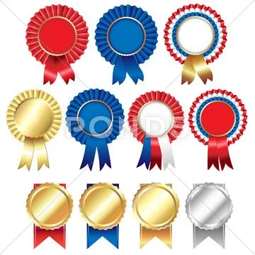 Ribbons rosette badge Stock Illustration
