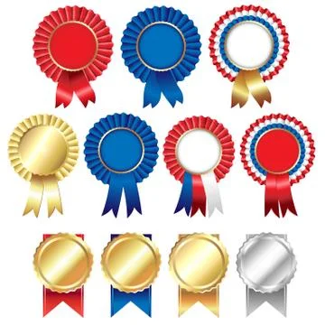 Ribbons rosette badge Stock Illustration