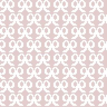 Ribbons Scissors Knitting seamless pattern design in baby pink Stock Illustration