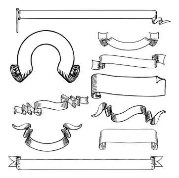 Ribbons Scrolls and Banners Set Stock Illustration