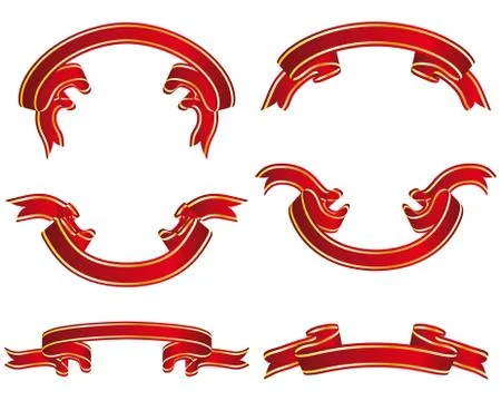 Ribbons set red Stock Illustration
