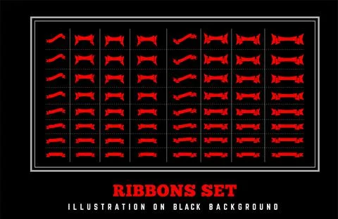 Ribbons vector set illustration on black background Stock Illustration