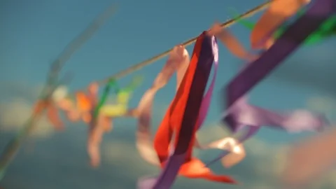 Ribbons in the wind of Tibet 库存影片 118090039