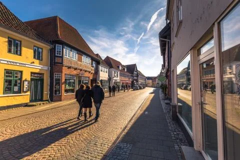 Ribe, Denmark - April 30, 2017: Old Town of Ribe Stock Photos