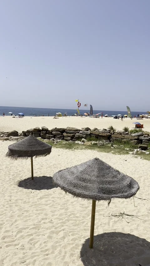 Ribeira D Ilhas beach Ericeira on a summer day Stock Footage 304883148
