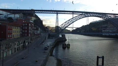 Ribeira District and Dom Luis Bridge, Porto, Portugal Video stock 59069252
