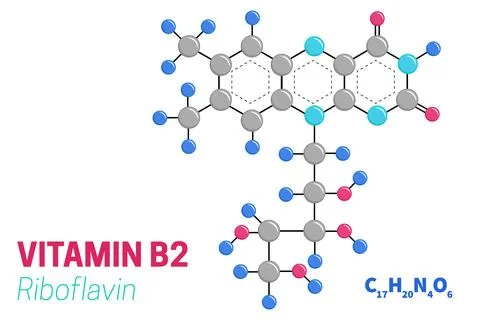Riboflavin Vitamin B2 Molecule Structure Illustration Stock Illustration