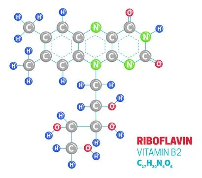 Riboflavin Vitamin B2 Molecule Structure Formula Illustration Stock Illustration