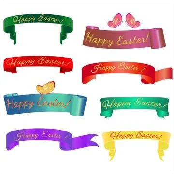 Ribon banner Easter butterfly Stock Illustration