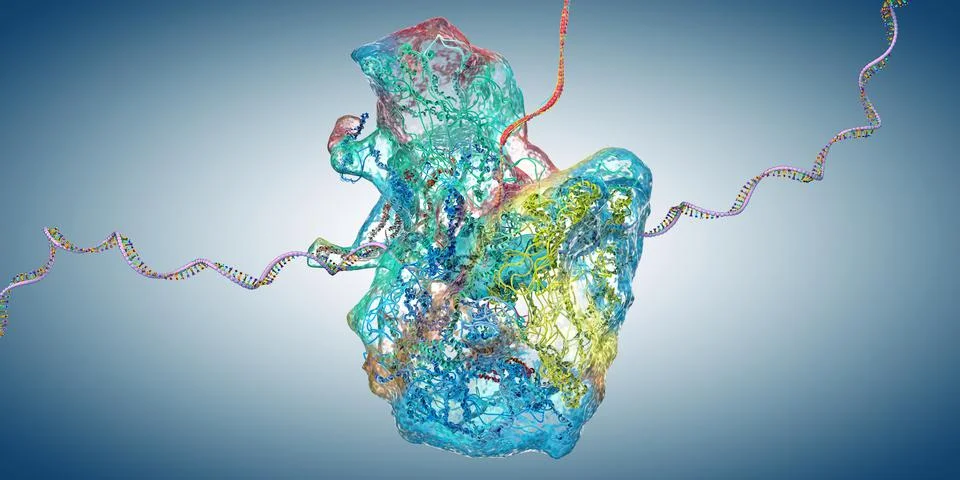 Ribosome as part of an biological cell constructing messenger rna molecules イラスト素材