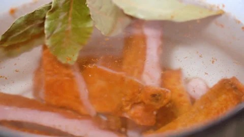 Ribs are cooked in a pan Stock Footage 249536060