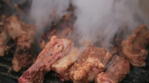 Ribs on BBQ - Full HD Stock Footage 22559902