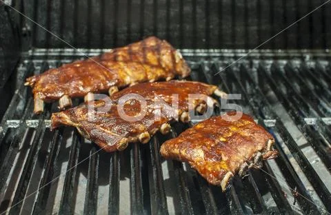 Ribs on the BBQ Stock Photos