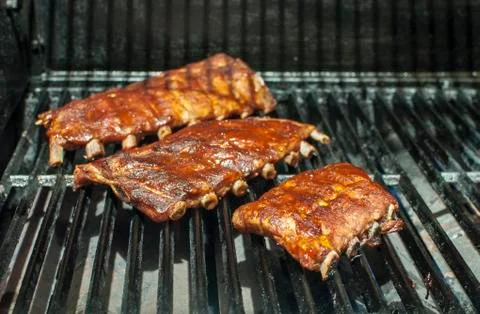 Ribs on the BBQ Stock Photos