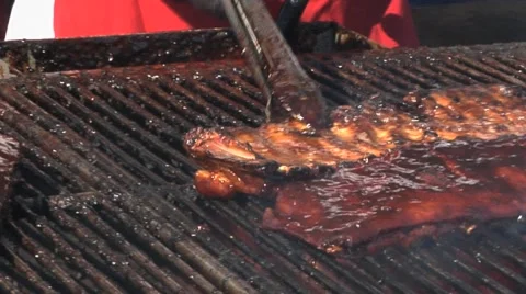 Ribs Flip Sauce Mop Stock Footage 40340434