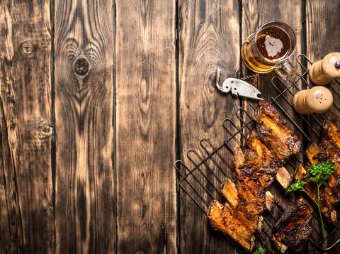 Ribs grill with beer . Foto stock