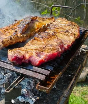 Ribs on the grill 스톡 사진