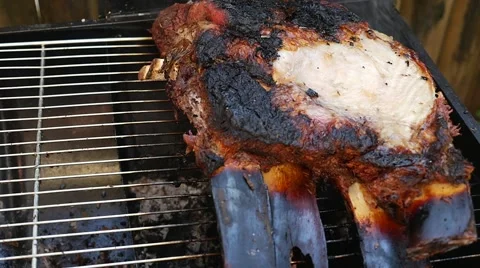 Ribs on the Grill in Slow Motion Stock Footage 63149289
