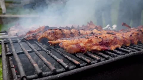 Ribs grilled on the grill Stock Footage 190623931