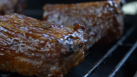 Ribs grilling on the barbecue 4k 스톡 동영상 89014164