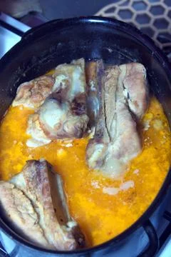 Ribs in pan Stock Photos