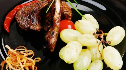 Ribs on plate Stock Footage