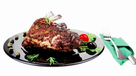 Ribs rack served over plate 库存影片 25165020