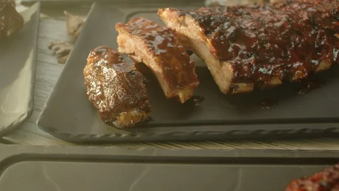 Ribs revealed by clouds of smoke Stock Footage 121110314