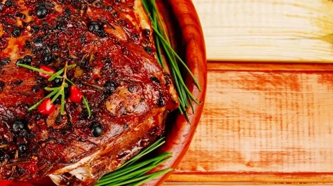 Ribs served on wood Vídeos de archivo 63981466