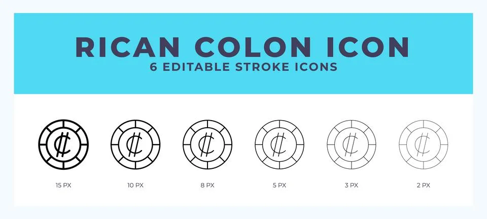 Rican colon vector icon for web and app. Editable stroke vector illustration Stock Illustration
