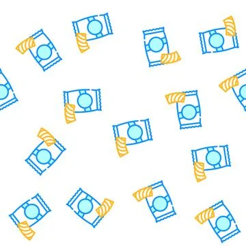 Riccioli pasta vector seamless pattern Stock Illustration